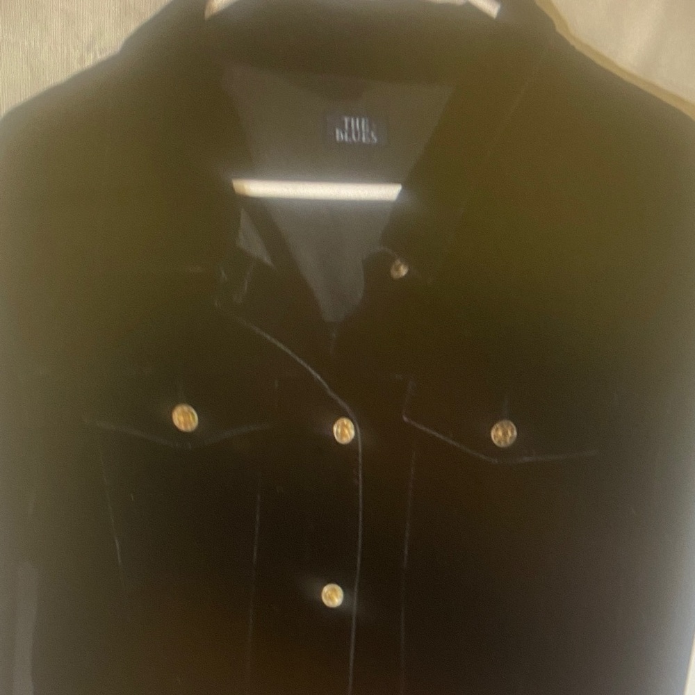 The Blues Black Velvet Feel Jacket 1 X Button Front Stretch Plus Size